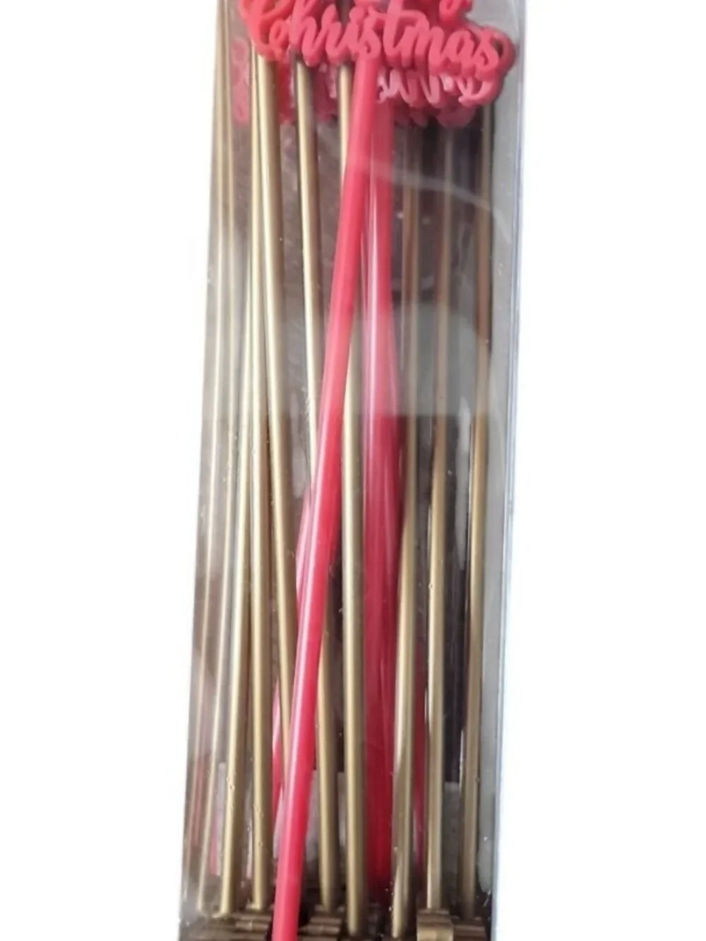 Merry Christmas Swizzle Stir Sticks Plastic Festive Holiday Drink 15 Red & Gold